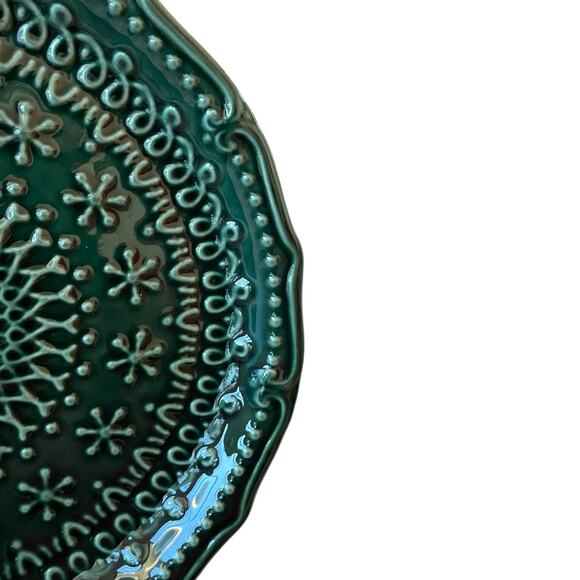 Potter's Studio Green Holiday Dinner Plates 10" Ceramic Set of 4 Christmas New - Picture 10 of 10